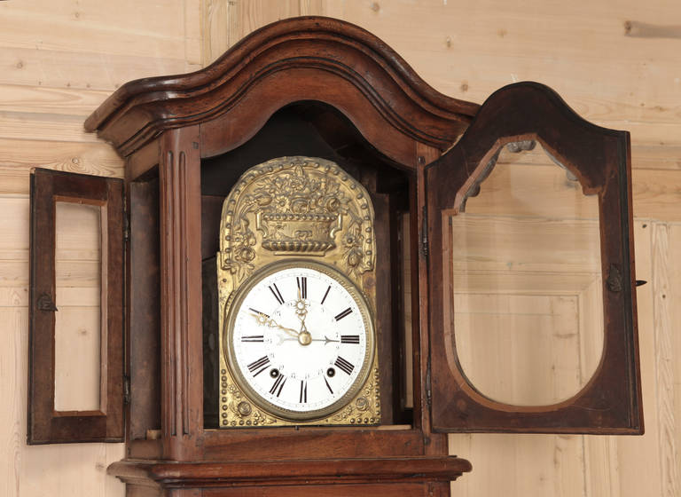19th Century Antique Country French Long Case Clock, circa 1820s 1