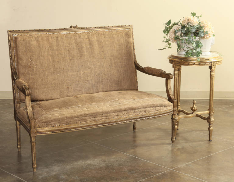 Neoclassical 19th Century French Louis XVI Gilded Settee
