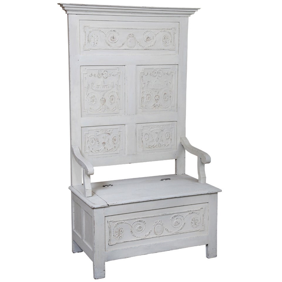 Antique French Painted Hall Bench