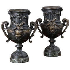 Antique Pair of Louis XVI Period Neoclassical French Mantel Urns