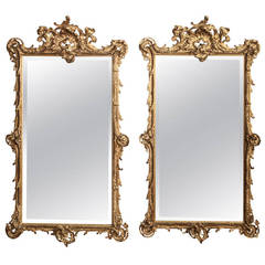 Pair of Antique French Louis XV Gilded Mirrors