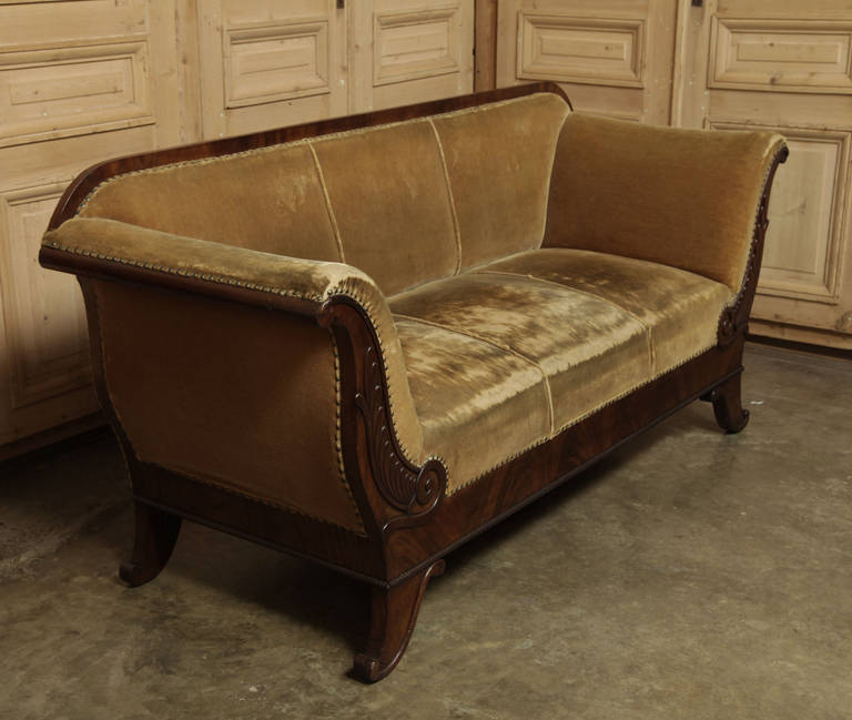 Charles X 19th Century French Louis Philippe Period Mahogany Sofa