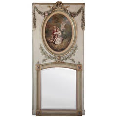 19th Century French Louis XVI Painted Trumeau