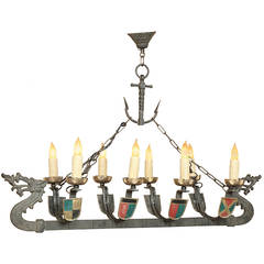 French Wrought Iron Longboat Chandelier