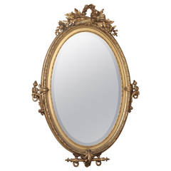 19th Century French Louis XVI Gilded Oval Mirror