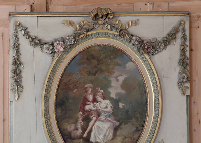 Canvas 19th Century French Louis XVI Painted Trumeau