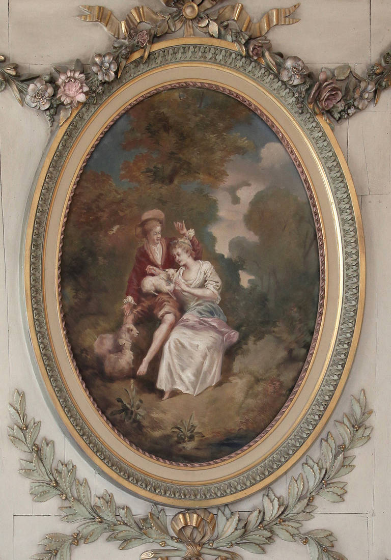 19th Century French Louis XVI Painted Trumeau 1