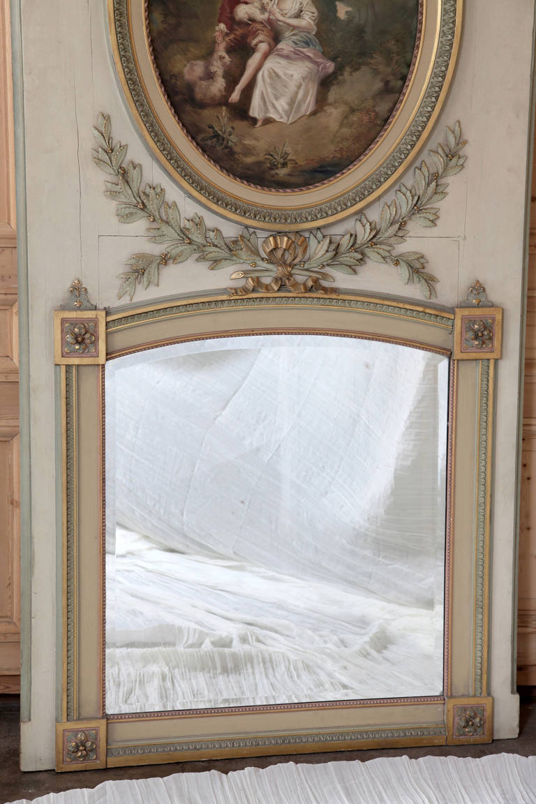 19th Century French Louis XVI Painted Trumeau 2