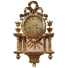 Antique Swedish Hand Carved Gilded Wall Clock