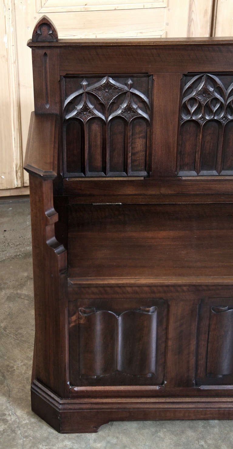 Antique French Gothic Hall Bench 2