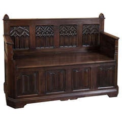 Antique French Gothic Hall Bench