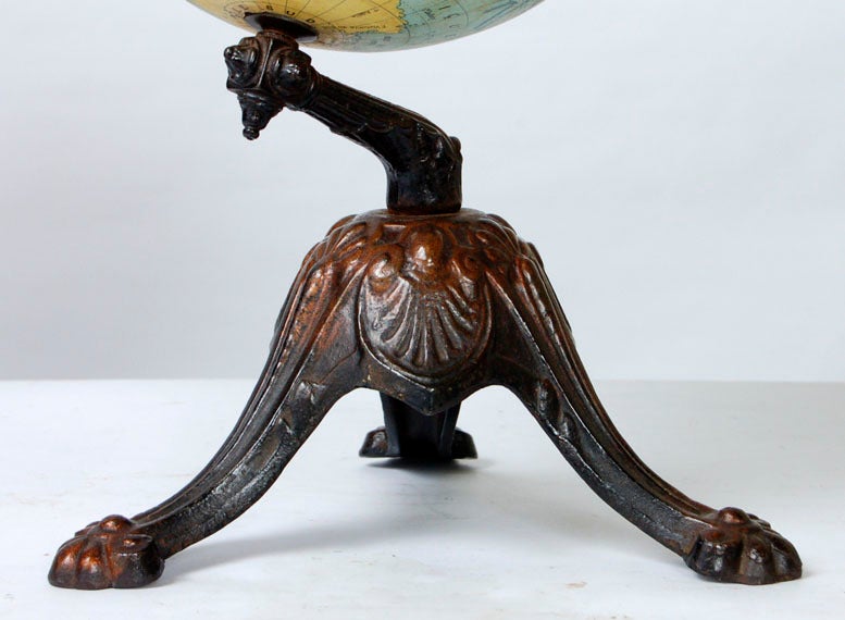 Antique French Globe on Cast Iron Base ~ Saturday Sale ~ In Excellent Condition In Dallas, TX