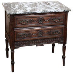 Antique Country French Marble Top Commode