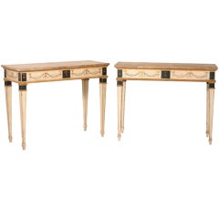 Pair Italian Hand-Painted Neoclassic Consoles