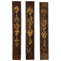 Set of 3 Antique Italian Carved & Giltwood Panels