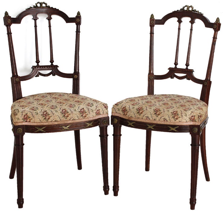 Marquetry Antique Louis XVI Mahogany Bedroom Furniture Set