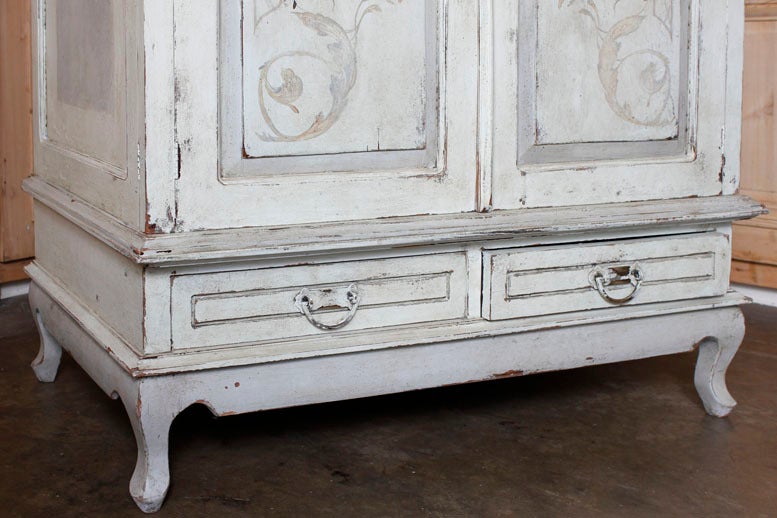 Mid-20th Century Rustic Flemish Painted Armoire