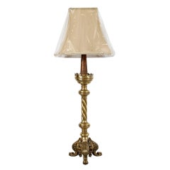 Antique Gothic Bronze Candlestick Table Lamp