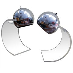 Chrome Ball and Plexiglass Frame -Table Lamps
