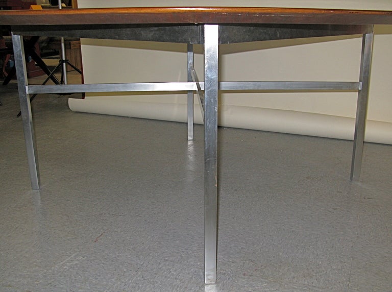 Knoll - Huge 6 foot Round Walnut Table with Iron Legs