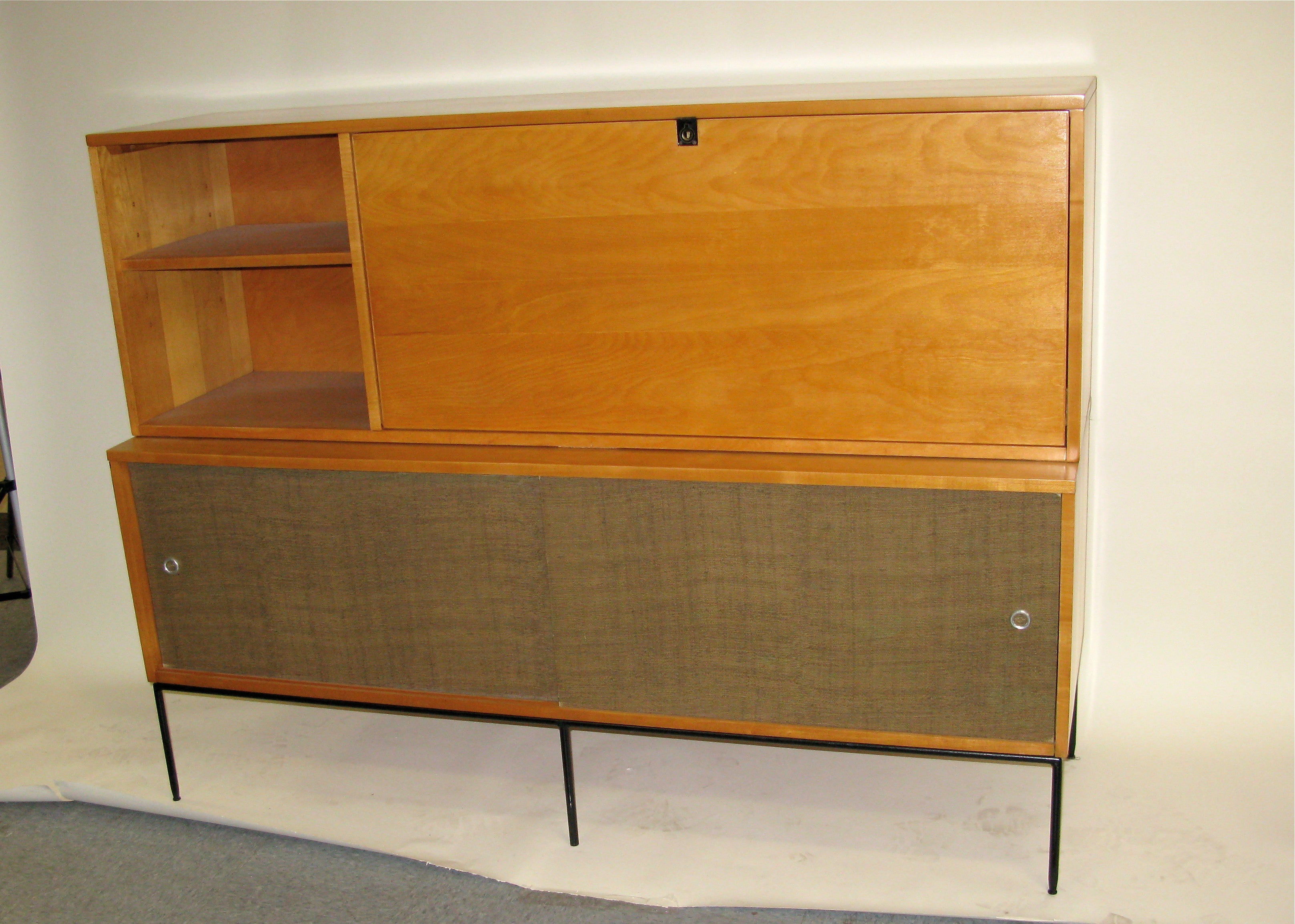 1950 Paul Mccobb 2-Part Drop Front Desk and Cabinet