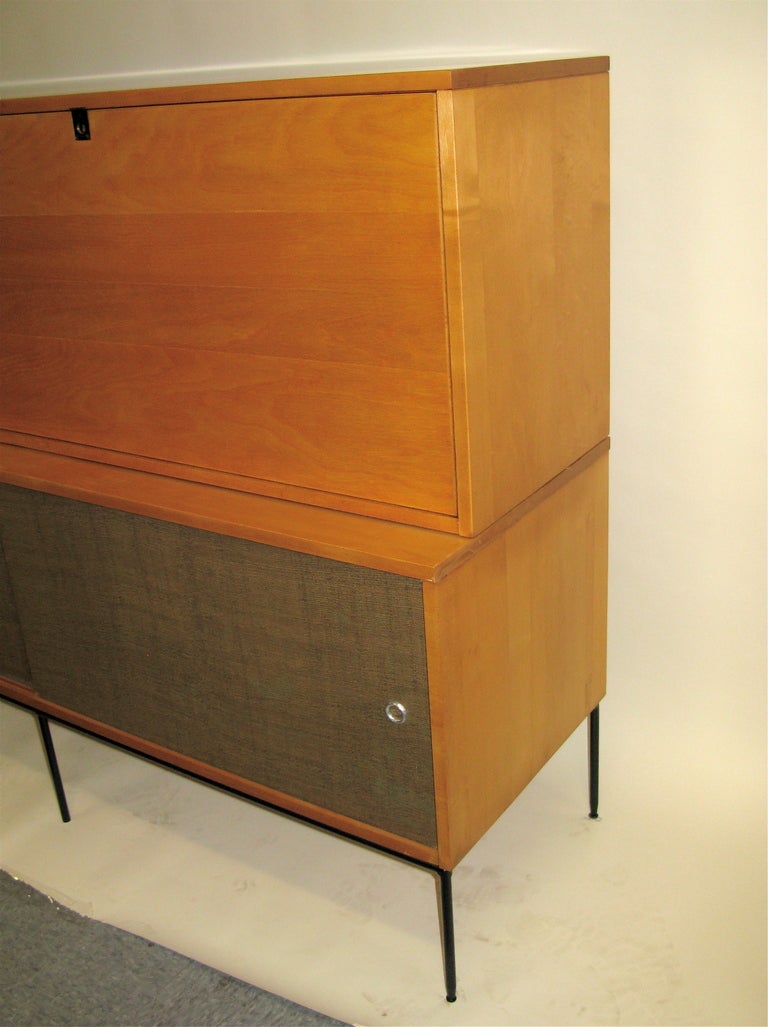 1950 Paul Mccobb 2-Part Drop Front Desk and Cabinet In Excellent Condition In Hudson, NY