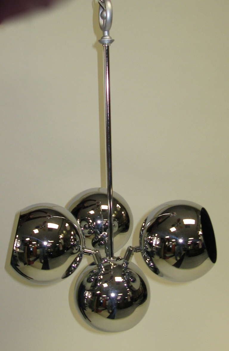 1960 Sonneman-Style Chrome Ball Hanging Light