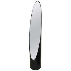 Awesome 1970 Oval Mirror In Metal Tube Base