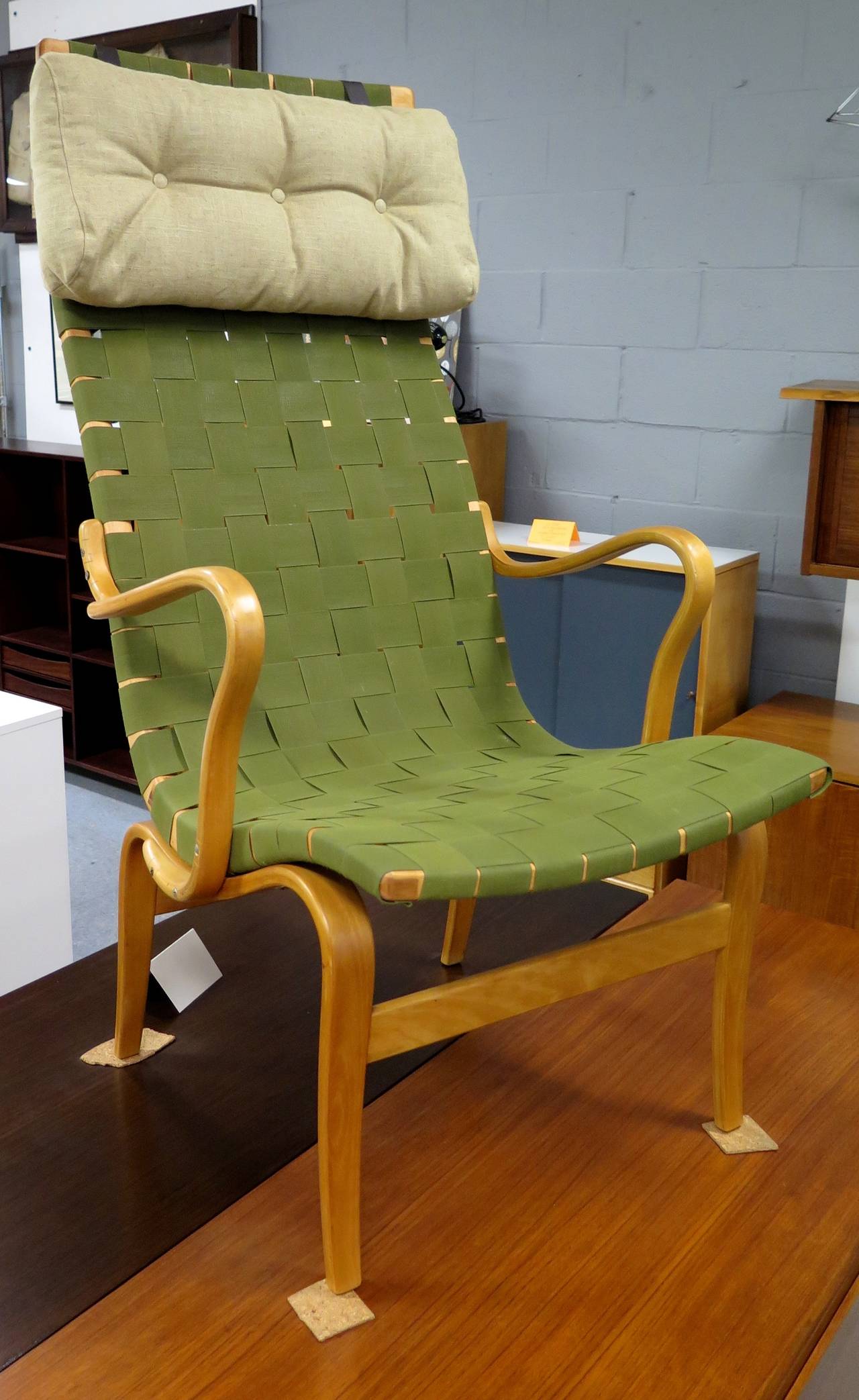 Mid-20th Century Early Mathsson Eva H Chair with Arms and Pillow