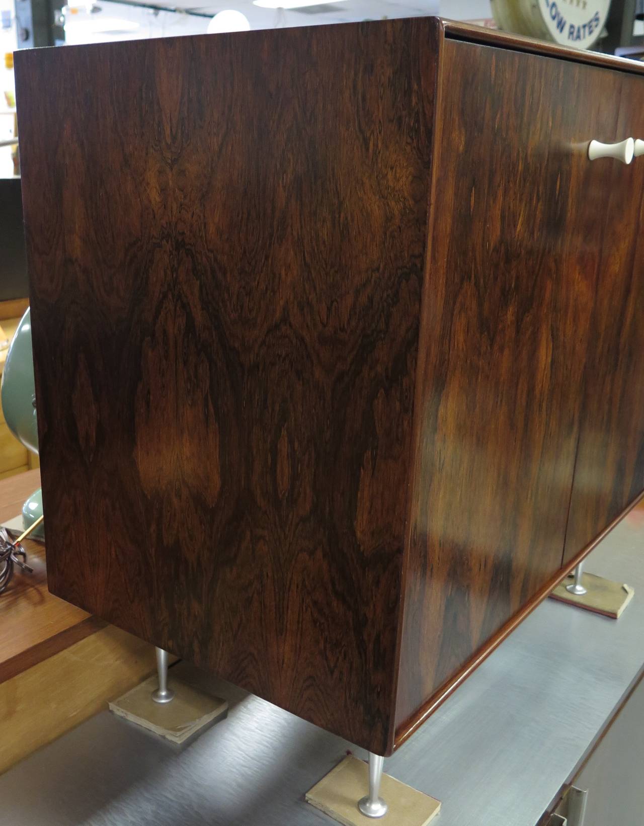Lacquered 1950 George Nelson Thin-Edge Rosewood Two-Door Cabinet