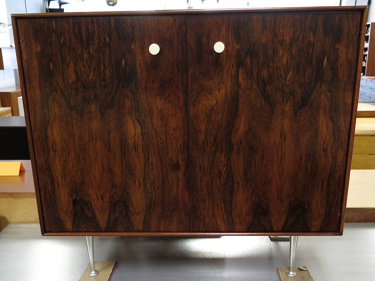 Modern 1950 George Nelson Thin-Edge Rosewood Two-Door Cabinet