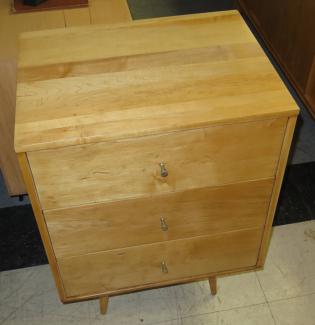 American 1950 Paul Mccobb Narrow 3-Drawer  Dresser on Bench