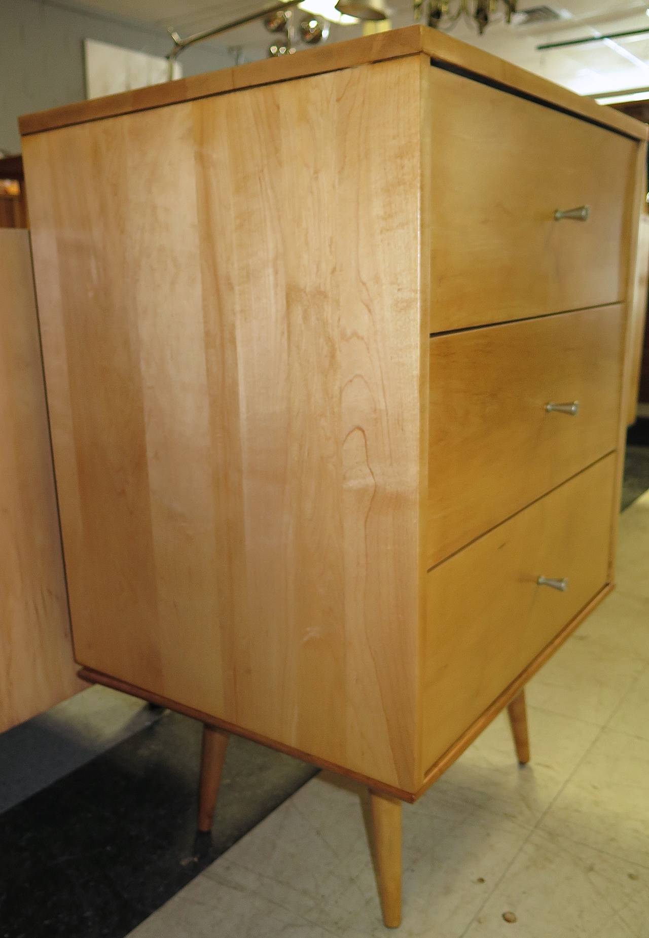 Modern 1950 Paul Mccobb Narrow 3-Drawer  Dresser on Bench