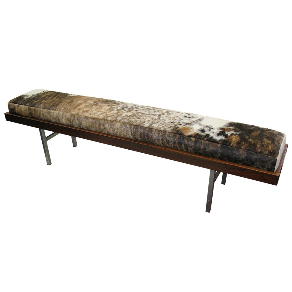 1960 Slim Profile Rosewood Bench with Cowskin Cushion