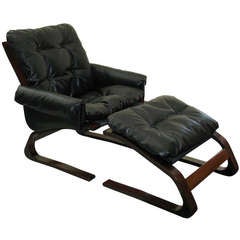 Handsome 1960 Kengu Lounge Chair with Ottoman