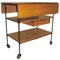 1950 Paul McCobb Rolling Bar Cart with Drawer