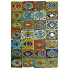 Spectacular "Eye" Appealing  John ffrench Tile Wall Hanging
