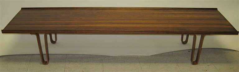 1950 Walnut Bench w/ Bent Plywood Legs