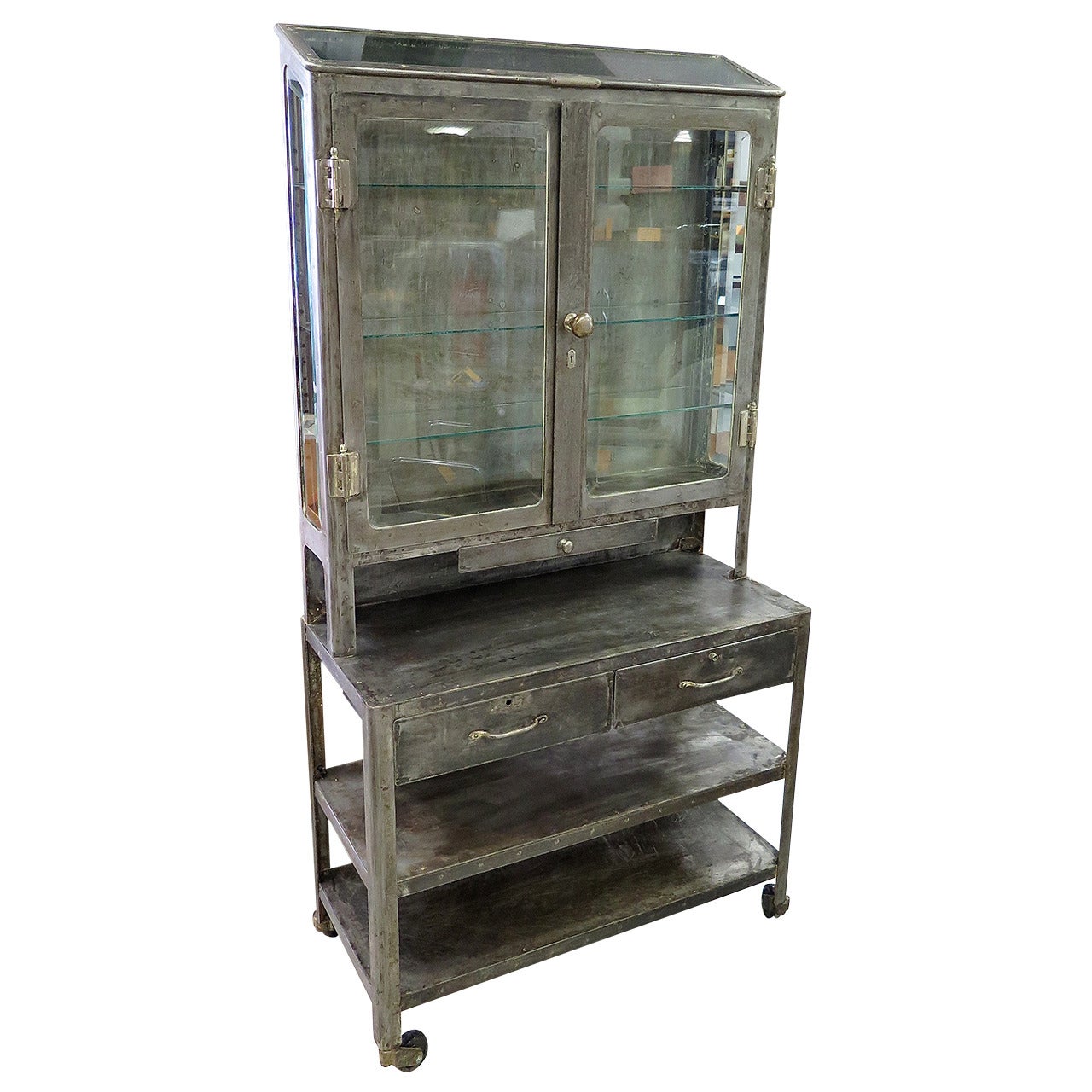 Phenomenal 1940s Medical Cabinet with Nickel Hardware