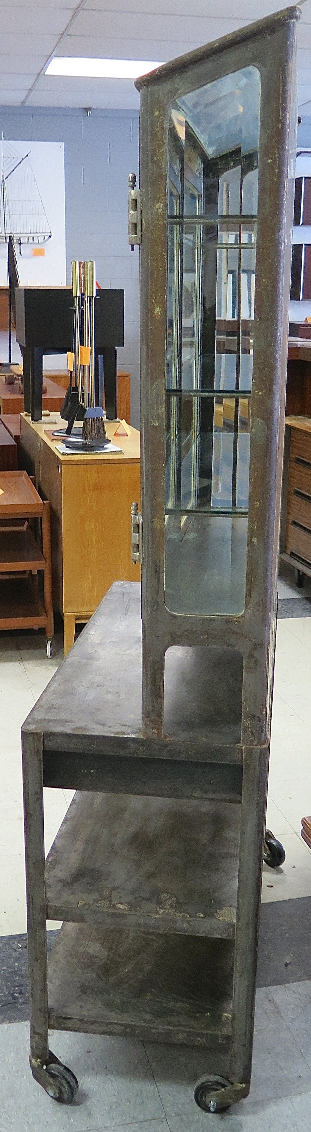 Phenomenal 1940s Medical Cabinet with Nickel Hardware In Excellent Condition In Hudson, NY