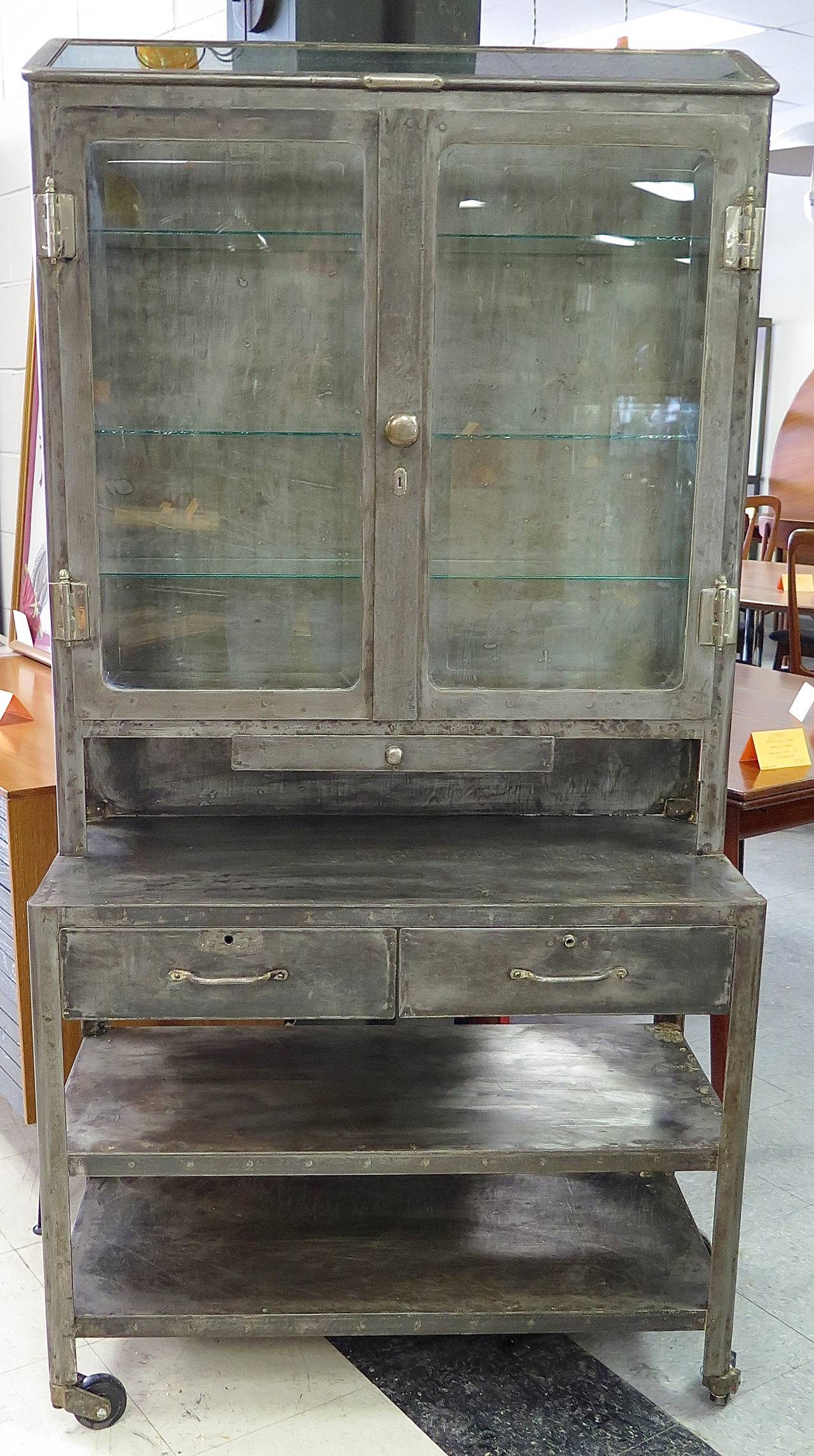 Industrial Phenomenal 1940s Medical Cabinet with Nickel Hardware