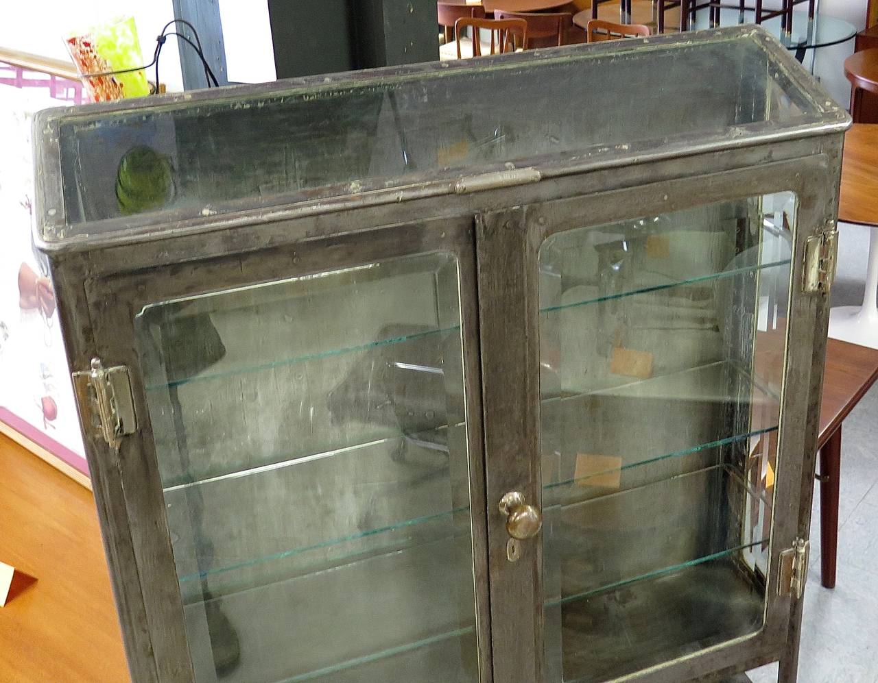 Mid-20th Century Phenomenal 1940s Medical Cabinet with Nickel Hardware