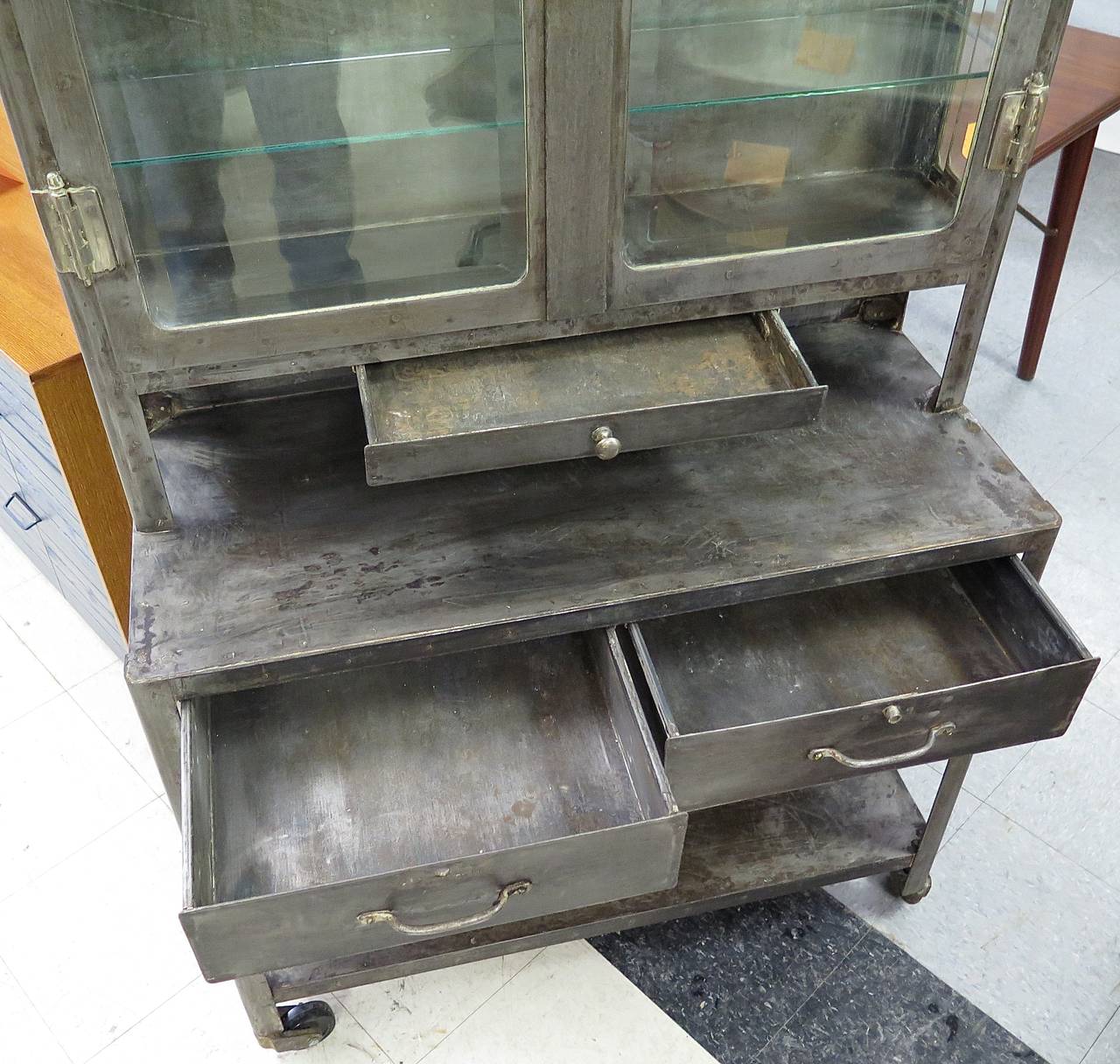 Phenomenal 1940s Medical Cabinet with Nickel Hardware 1