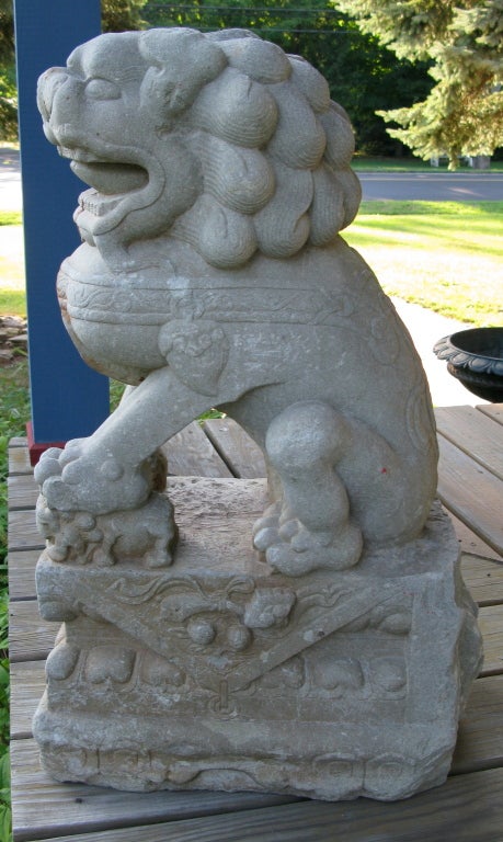 Qing Dynasty -China  -Carved Stone Guardian Lion