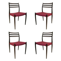 1950 J.L. Moller  - 4 Rosewood Side Chairs -Model #78
