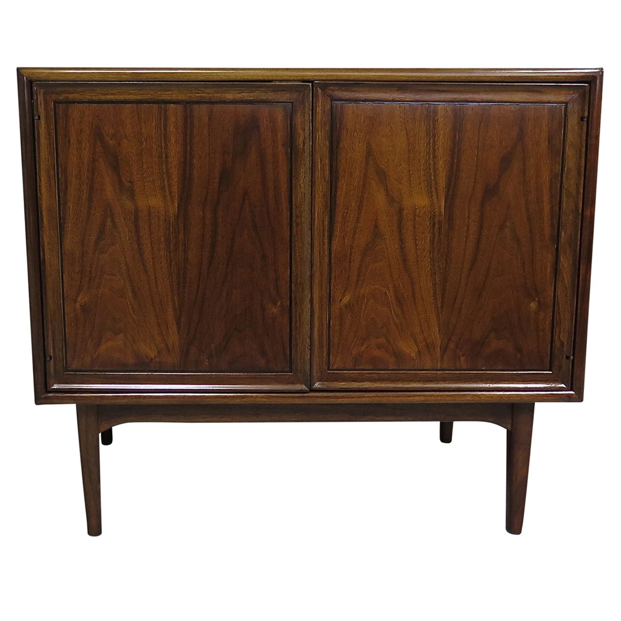 Drexel Two-Door Walnut Cabinet, 1950-Kipp Stewart For Sale