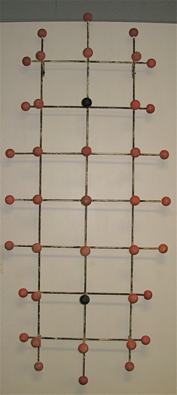 1950  Huge Iron Rod and Wooden Ball- California Wall Sculpture