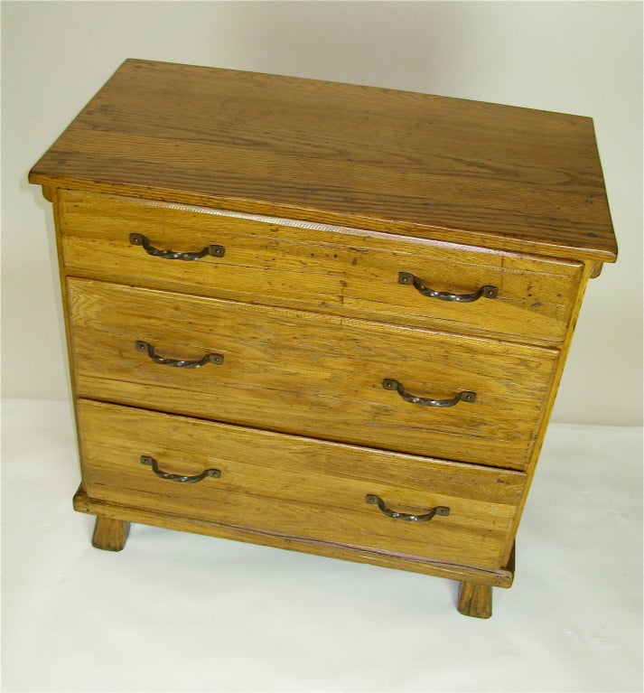 1948 Brandt Furniture Ranch Oak Dresser with Iron Handles at 1stdibs