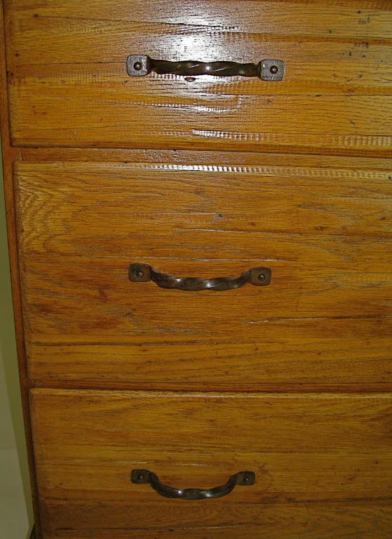 1948 Brandt Furniture Ranch Oak Dresser with Iron Handles at 1stDibs