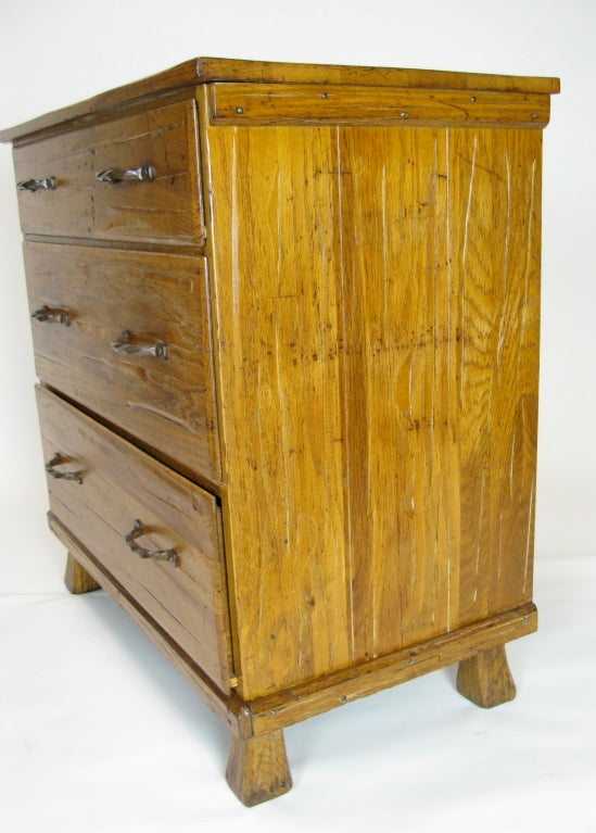 1948 Brandt Furniture Ranch Oak Dresser with Iron Handles at 1stdibs